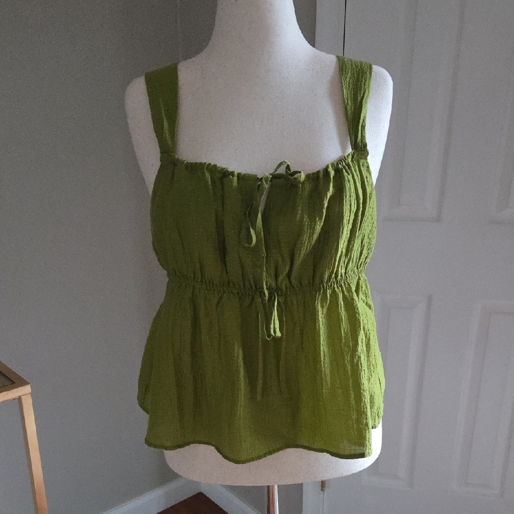 Crepe Textured Tie Front Baby Doll Top NWT